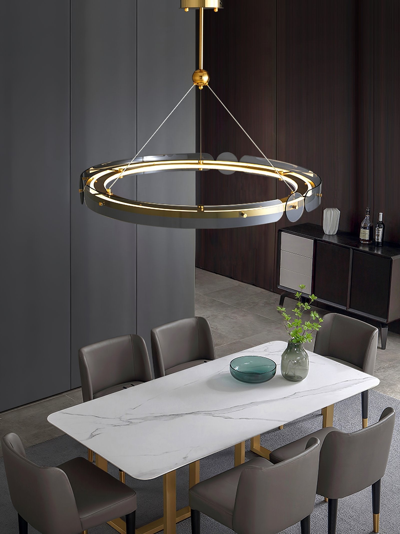 modern-gold-round-led-pendant-light-with-smoke-gray-glass-for-dining-room