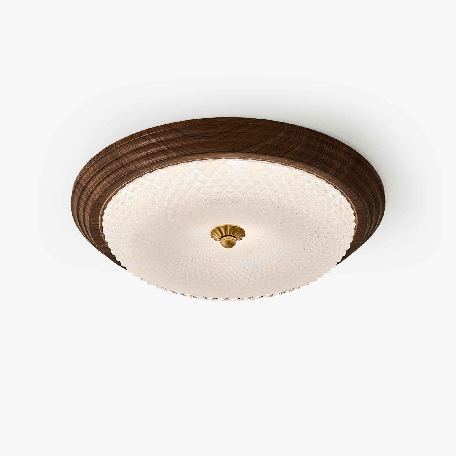 Arlington Modern LED Flush Mount Ceiling Light with Glass Shade and Wood Finish