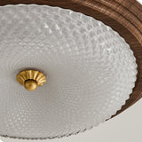 Arlington Modern LED Flush Mount Ceiling Light with Glass Shade and Wood Finish