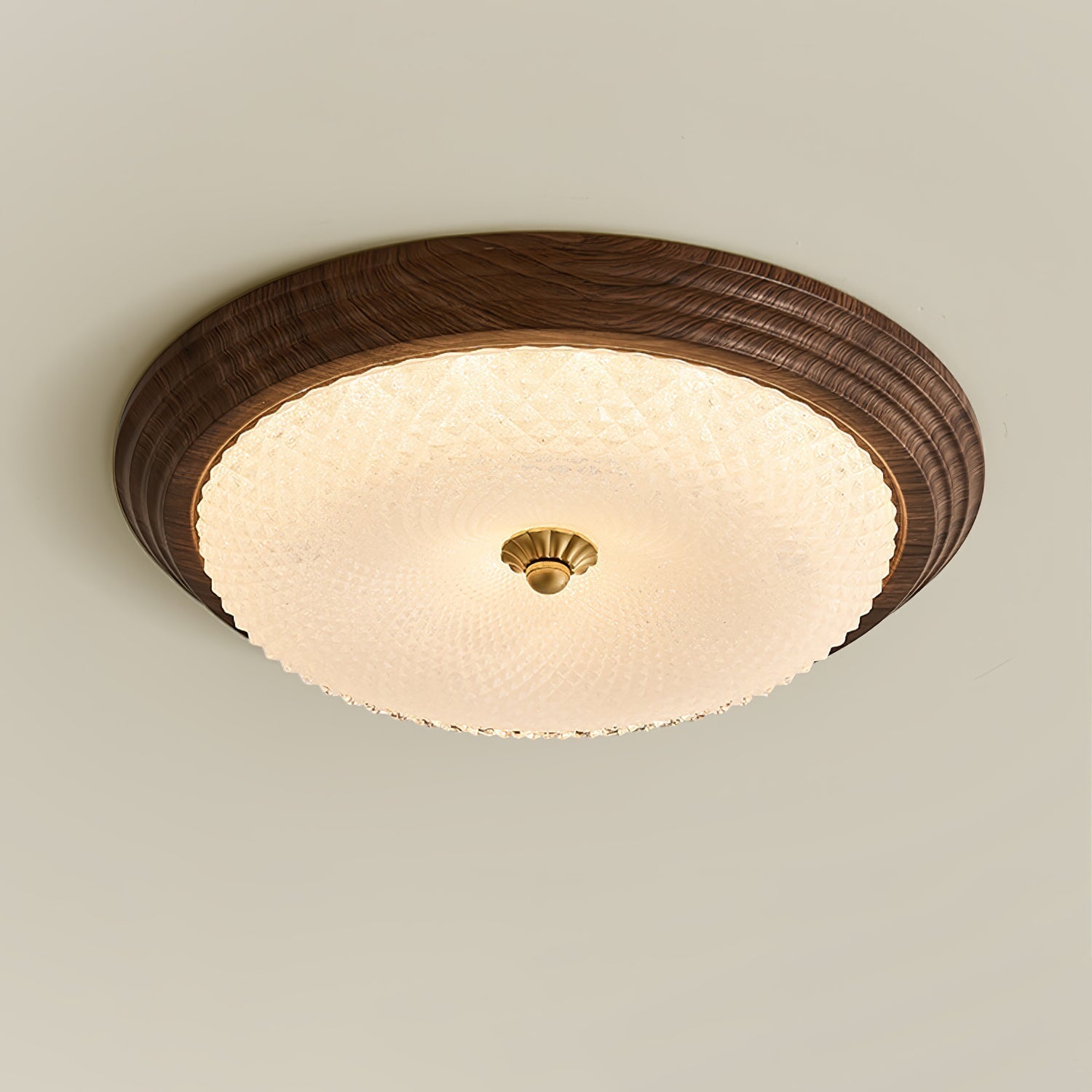 Arlington Modern LED Flush Mount Ceiling Light with Glass Shade and Wood Finish