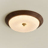 Arlington Modern LED Flush Mount Ceiling Light with Glass Shade and Wood Finish