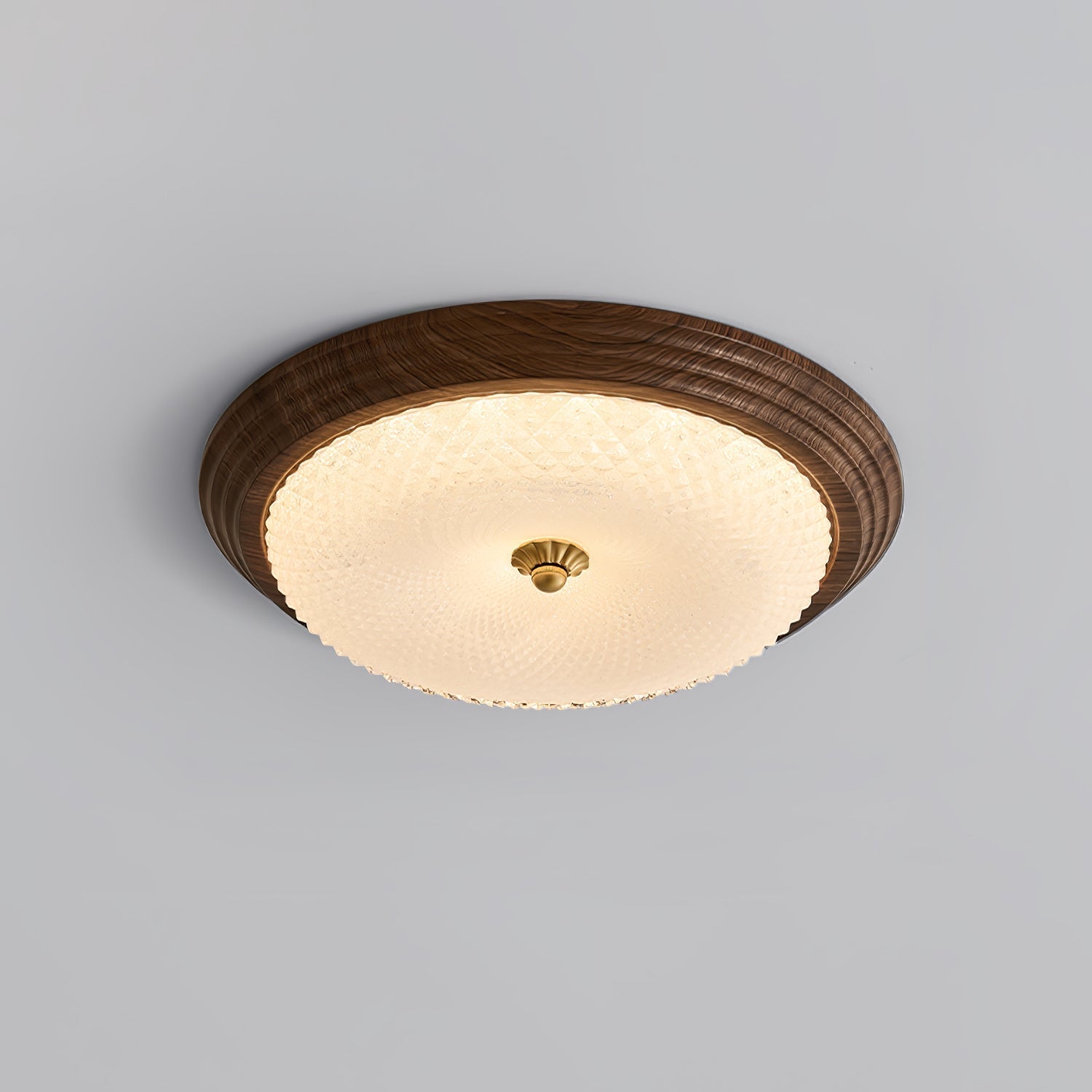 Arlington Modern LED Flush Mount Ceiling Light with Glass Shade and Wood Finish