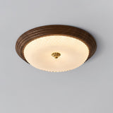 Arlington Modern LED Flush Mount Ceiling Light with Glass Shade and Wood Finish