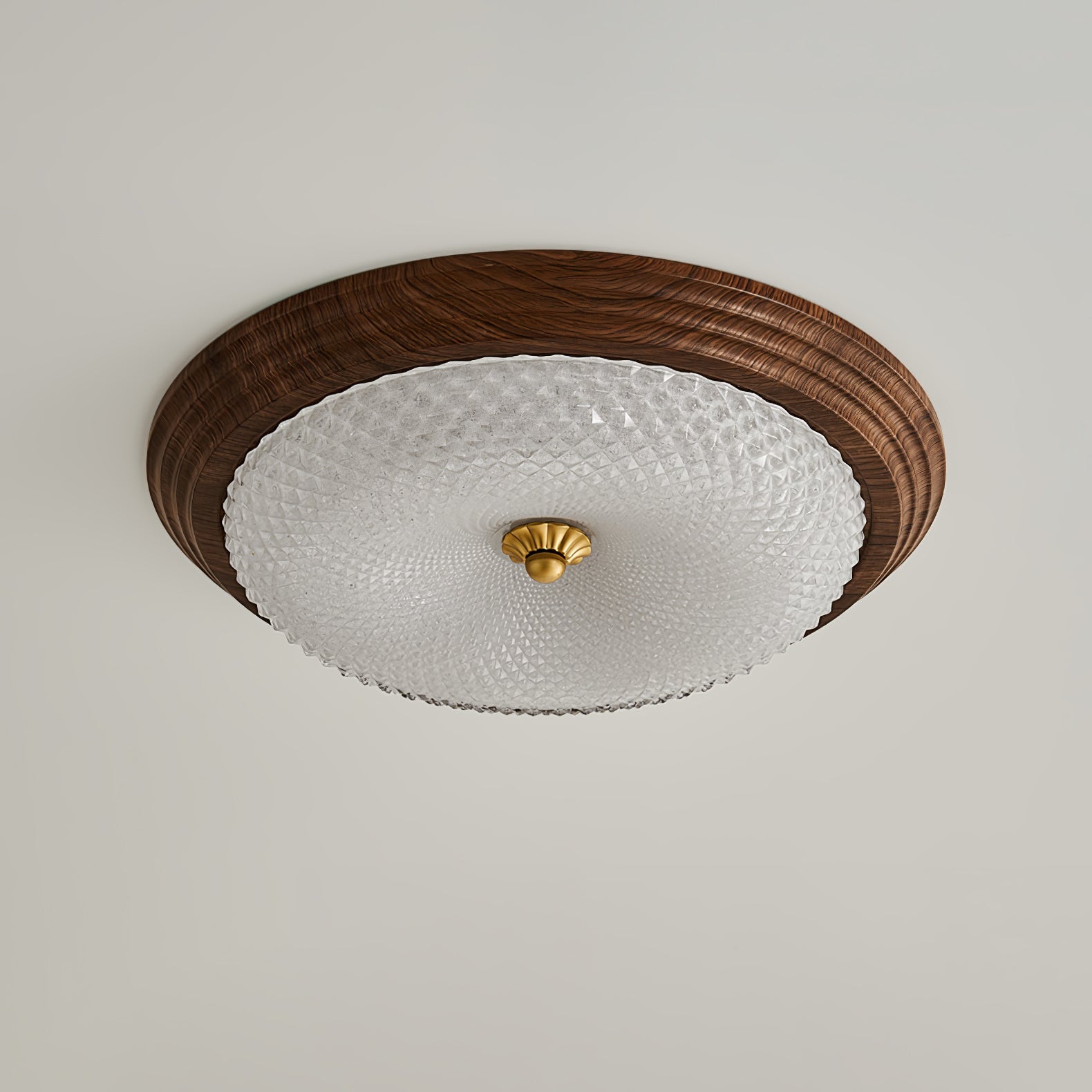 Arlington Modern LED Flush Mount Ceiling Light with Glass Shade and Wood Finish