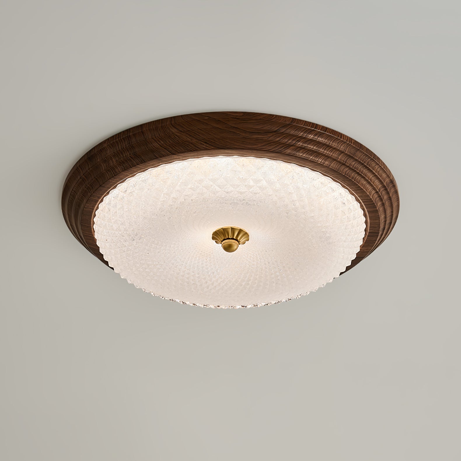 Arlington Modern LED Flush Mount Ceiling Light with Glass Shade and Wood Finish