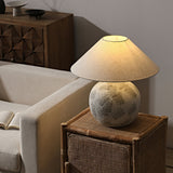 Arosa Modern Ceramic Table Lamp with Fabric Shade and Natural Textured Base Reading Light