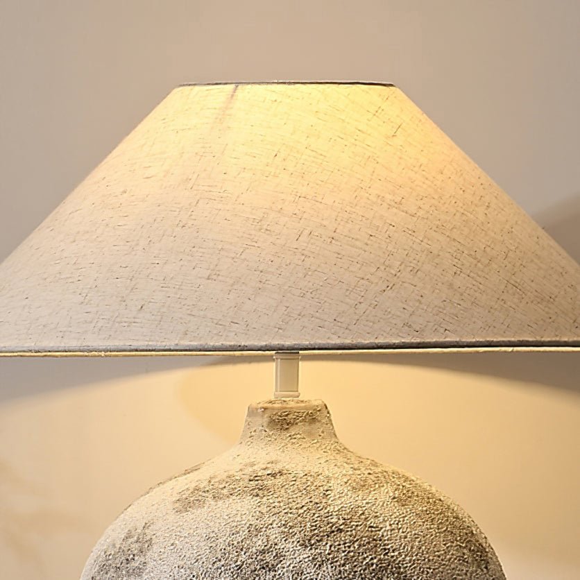 Arosa Modern Ceramic Table Lamp with Fabric Shade and Natural Textured Base Reading Light