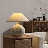 Arosa Modern Ceramic Table Lamp with Fabric Shade and Natural Textured Base Reading Light