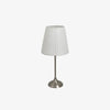 Elegant Chrome Table Lamp with White Pleated Shade for Bedroom Nightstand