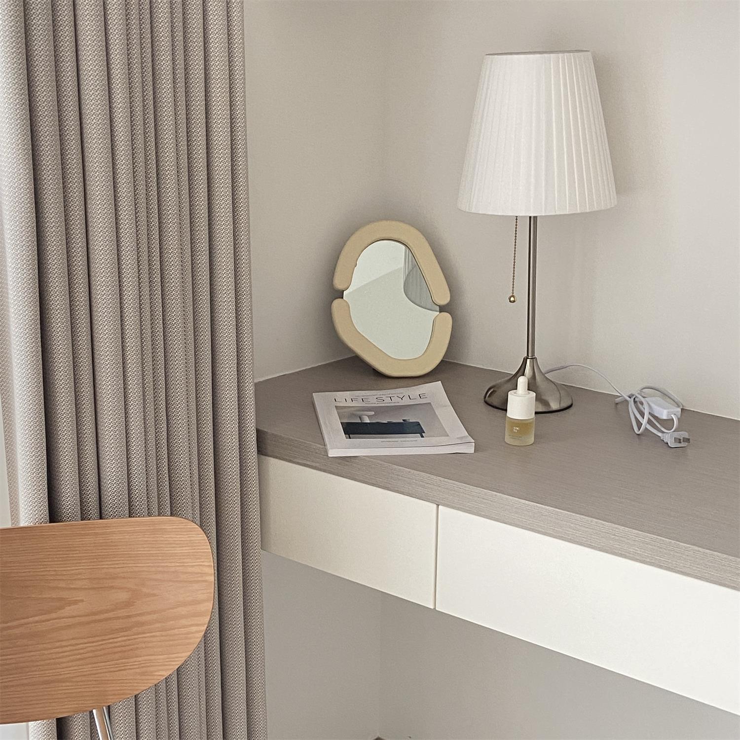 Elegant Chrome Table Lamp with White Pleated Shade for Bedroom Nightstand