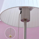 Elegant Chrome Table Lamp with White Pleated Shade for Bedroom Nightstand