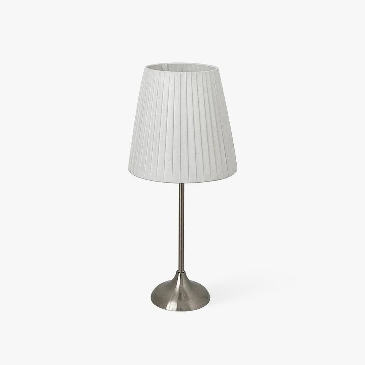 Elegant Chrome Table Lamp with White Pleated Shade for Bedroom Nightstand