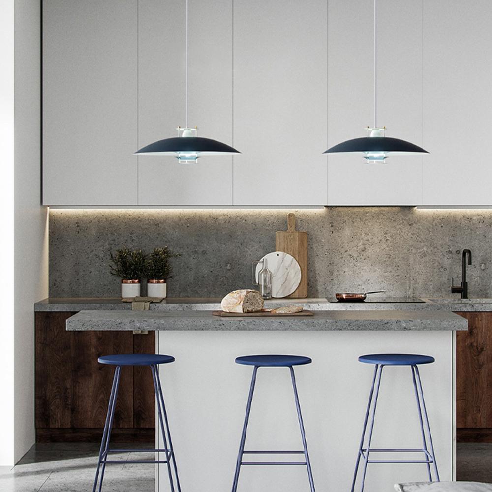 Modern Aluminum Disk Pendant Light Minimalist White and Blue Nordic Hanging Lamp