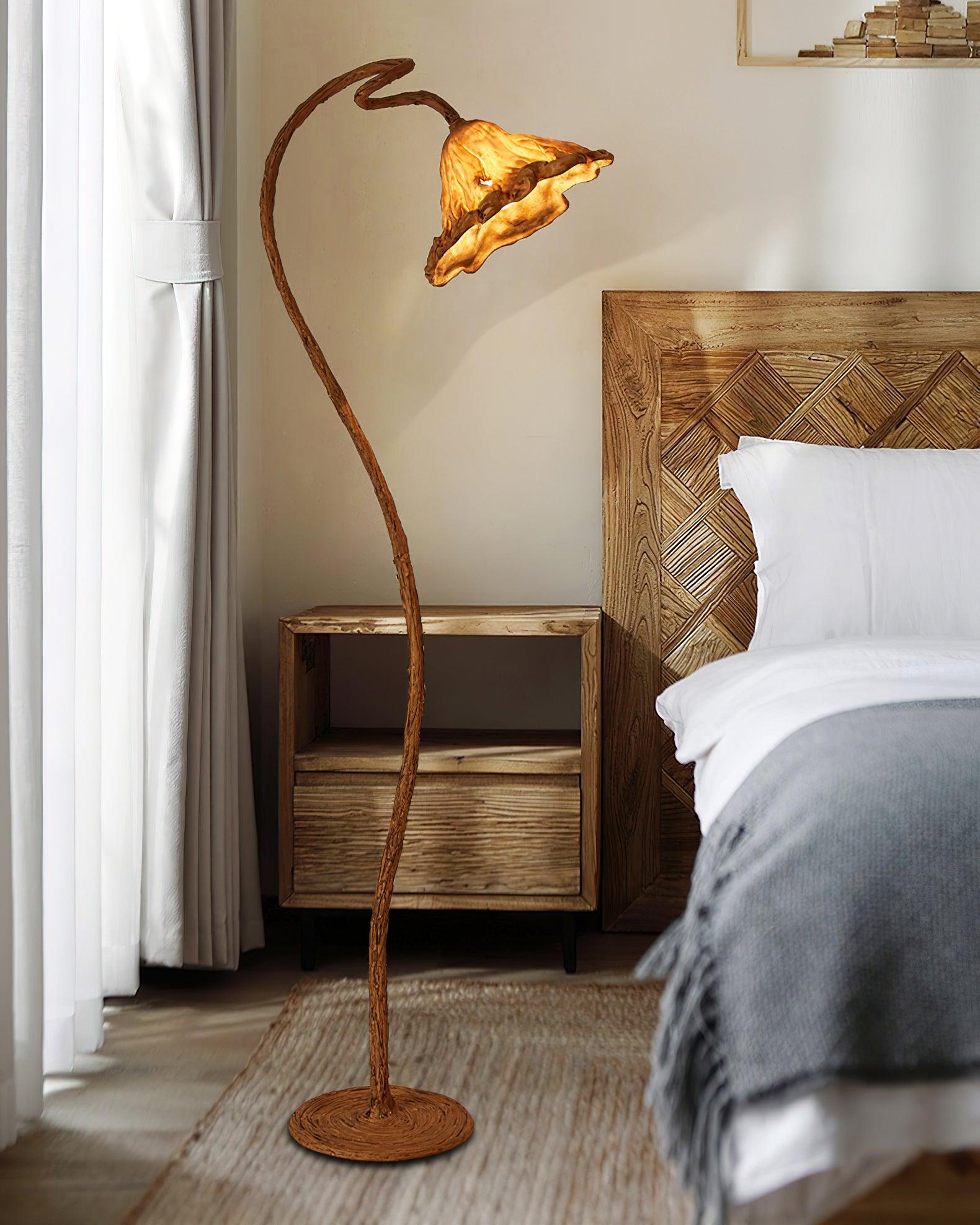 Elegant Lotus Leaf Floor Lamp Modern Resin Standing Light with Organic Design