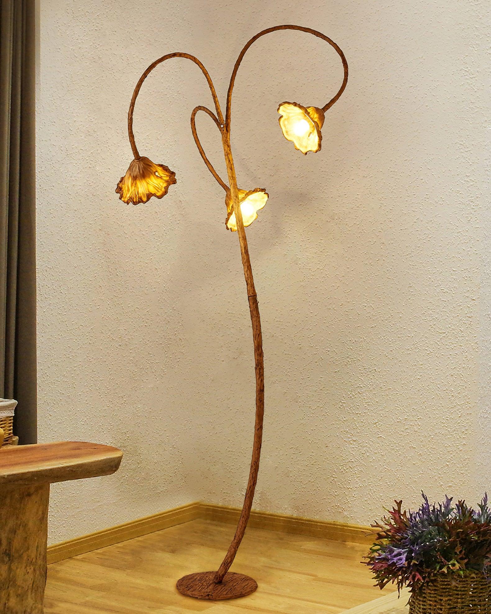 Elegant Lotus Leaf Floor Lamp Modern Resin Standing Light with Organic Design