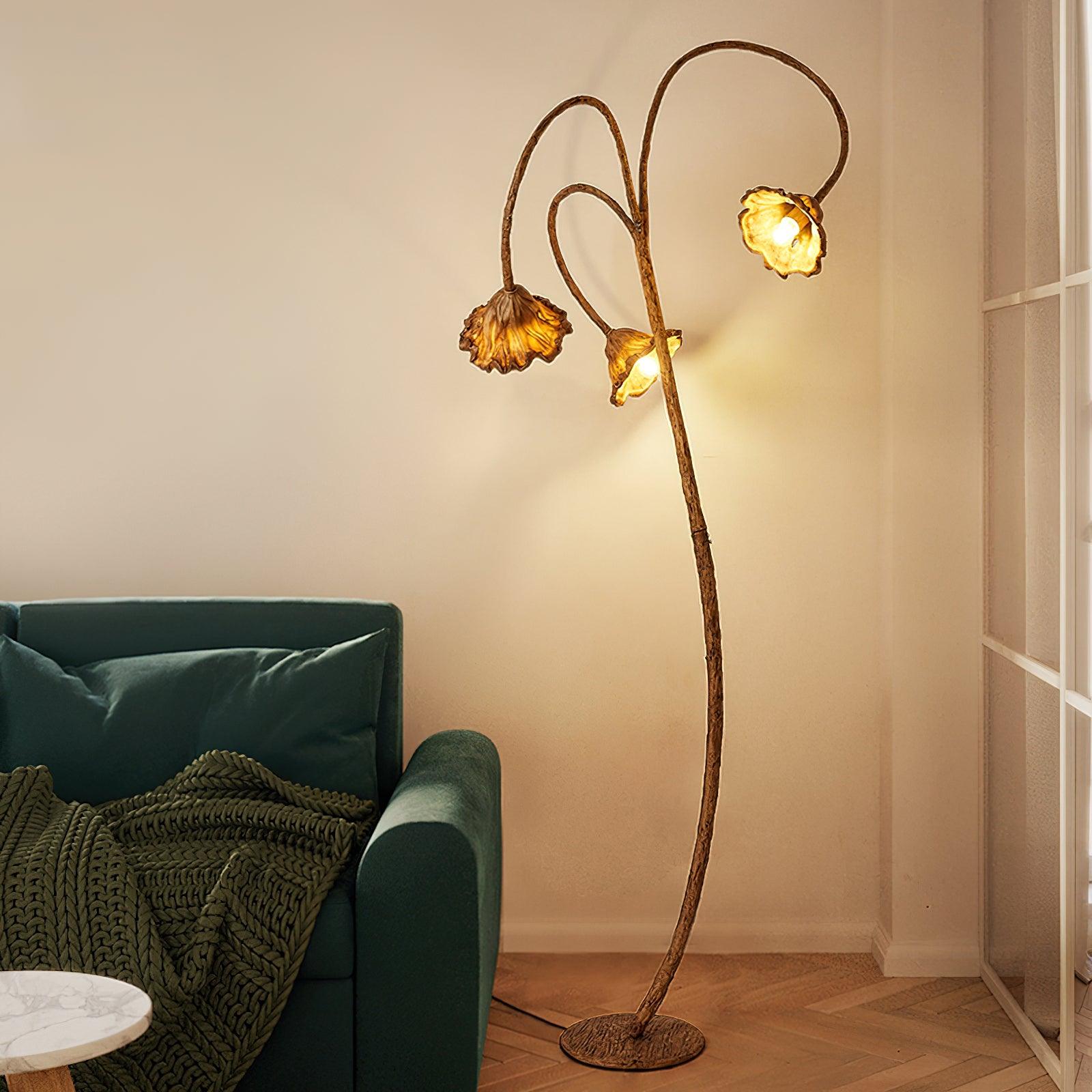Elegant Lotus Leaf Floor Lamp Modern Resin Standing Light with Organic Design