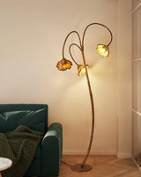 Elegant Lotus Leaf Floor Lamp Modern Resin Standing Light with Organic Design