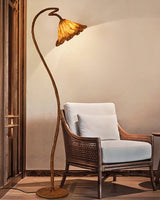 Elegant Lotus Leaf Floor Lamp Modern Resin Standing Light with Organic Design