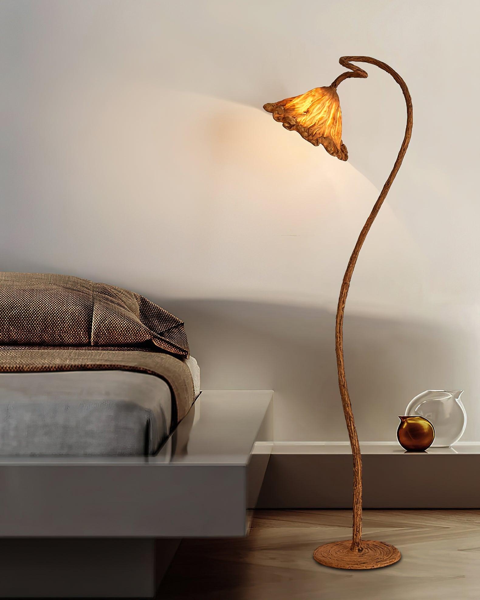 Elegant Lotus Leaf Floor Lamp Modern Resin Standing Light with Organic Design
