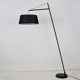 Modern Arturo Adjustable Arc Floor Lamp in Black Metal with Fabric Shade