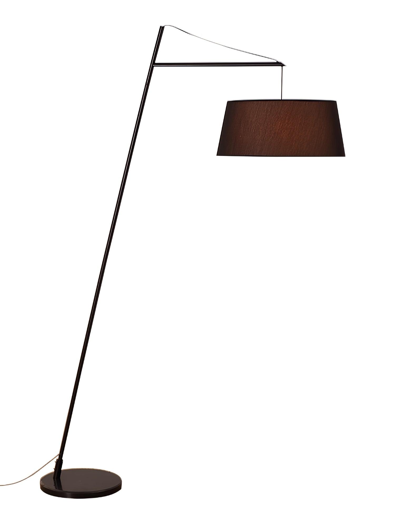 Modern Arturo Adjustable Arc Floor Lamp in Black Metal with Fabric Shade