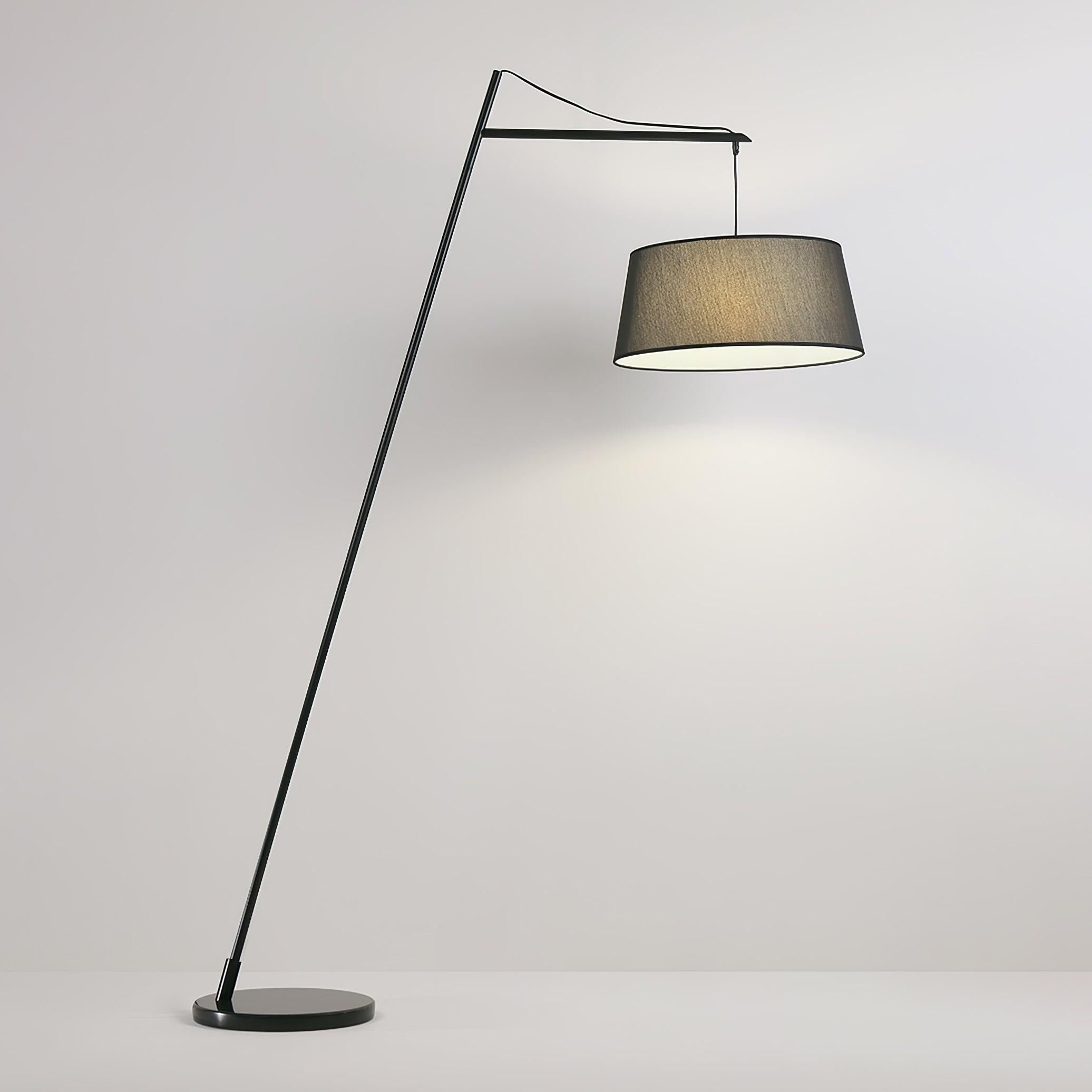 Modern Arturo Adjustable Arc Floor Lamp in Black Metal with Fabric Shade