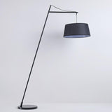 Modern Arturo Adjustable Arc Floor Lamp in Black Metal with Fabric Shade