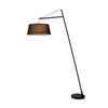 Modern Arturo Adjustable Arc Floor Lamp in Black Metal with Fabric Shade