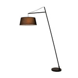 Modern Arturo Adjustable Arc Floor Lamp in Black Metal with Fabric Shade