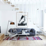 Modern Arturo Adjustable Arc Floor Lamp in Black Metal with Fabric Shade