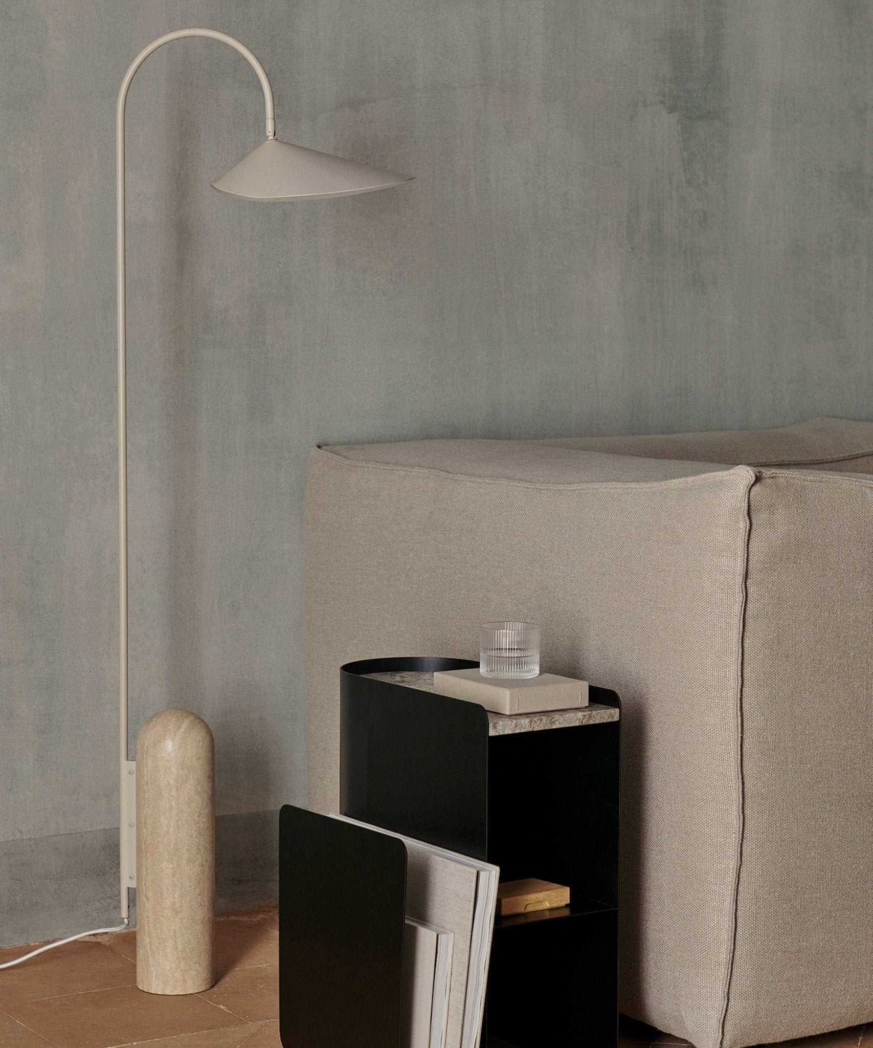 Arum Leaf Shaped Shade Standing Light with Elegant Marble Base for Modern Interiors