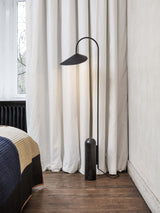 Arum Leaf Shaped Shade Standing Light with Elegant Marble Base for Modern Interiors