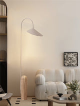 Arum Leaf Shaped Shade Standing Light with Elegant Marble Base for Modern Interiors