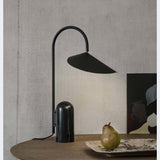 Arum Minimalist Accent Table Lamp with Adjustable Metal Shade and Marble Base
