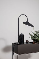 Arum Minimalist Accent Table Lamp with Adjustable Metal Shade and Marble Base