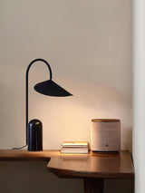 Arum Minimalist Accent Table Lamp with Adjustable Metal Shade and Marble Base