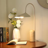 Arum Minimalist Accent Table Lamp with Adjustable Metal Shade and Marble Base