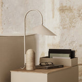 Arum Minimalist Accent Table Lamp with Adjustable Metal Shade and Marble Base
