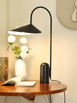 Arum Minimalist Accent Table Lamp with Adjustable Metal Shade and Marble Base