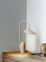 Arum Minimalist Accent Table Lamp with Adjustable Metal Shade and Marble Base