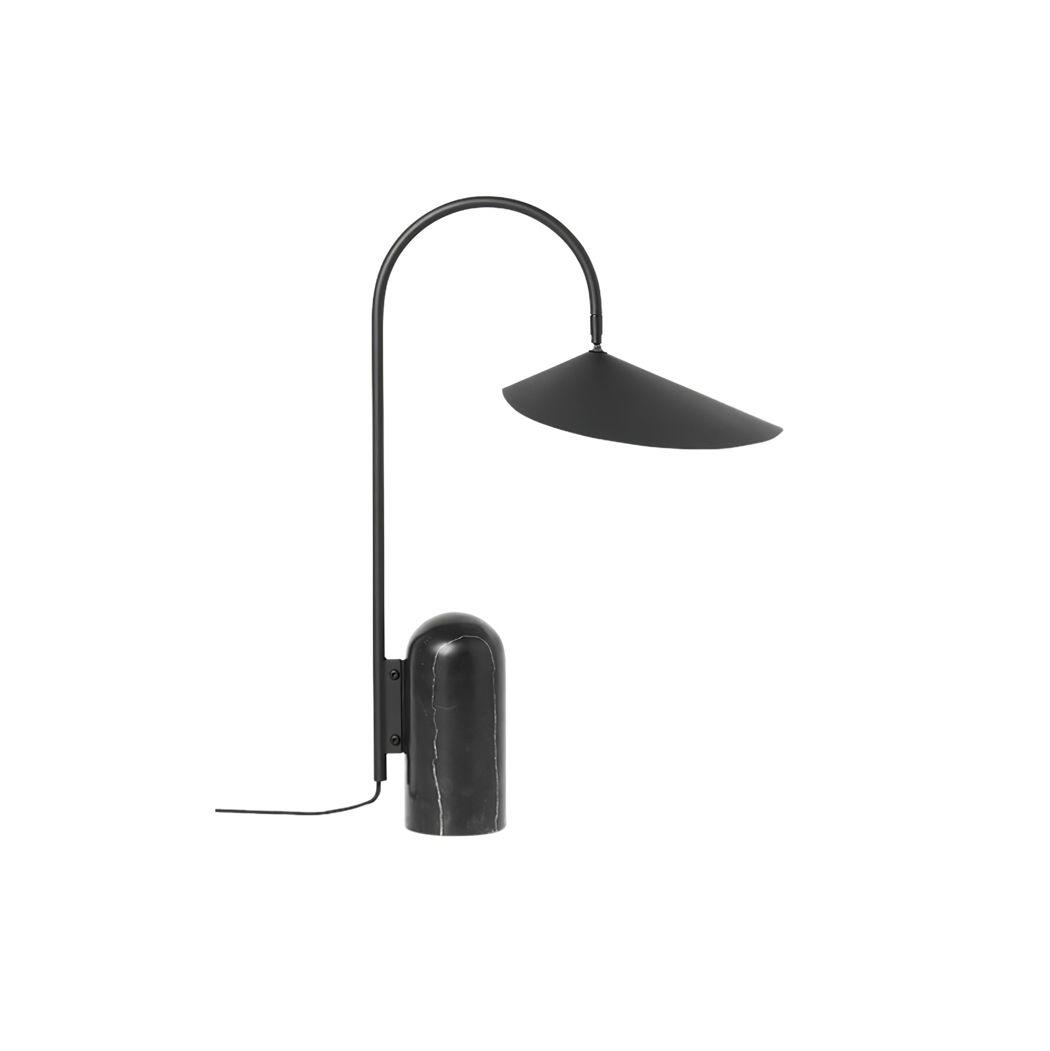 Arum Minimalist Accent Table Lamp with Adjustable Metal Shade and Marble Base