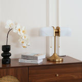 Ashby Retro Mushroom Table Lamp with Integrated LED and Metal Glass Body