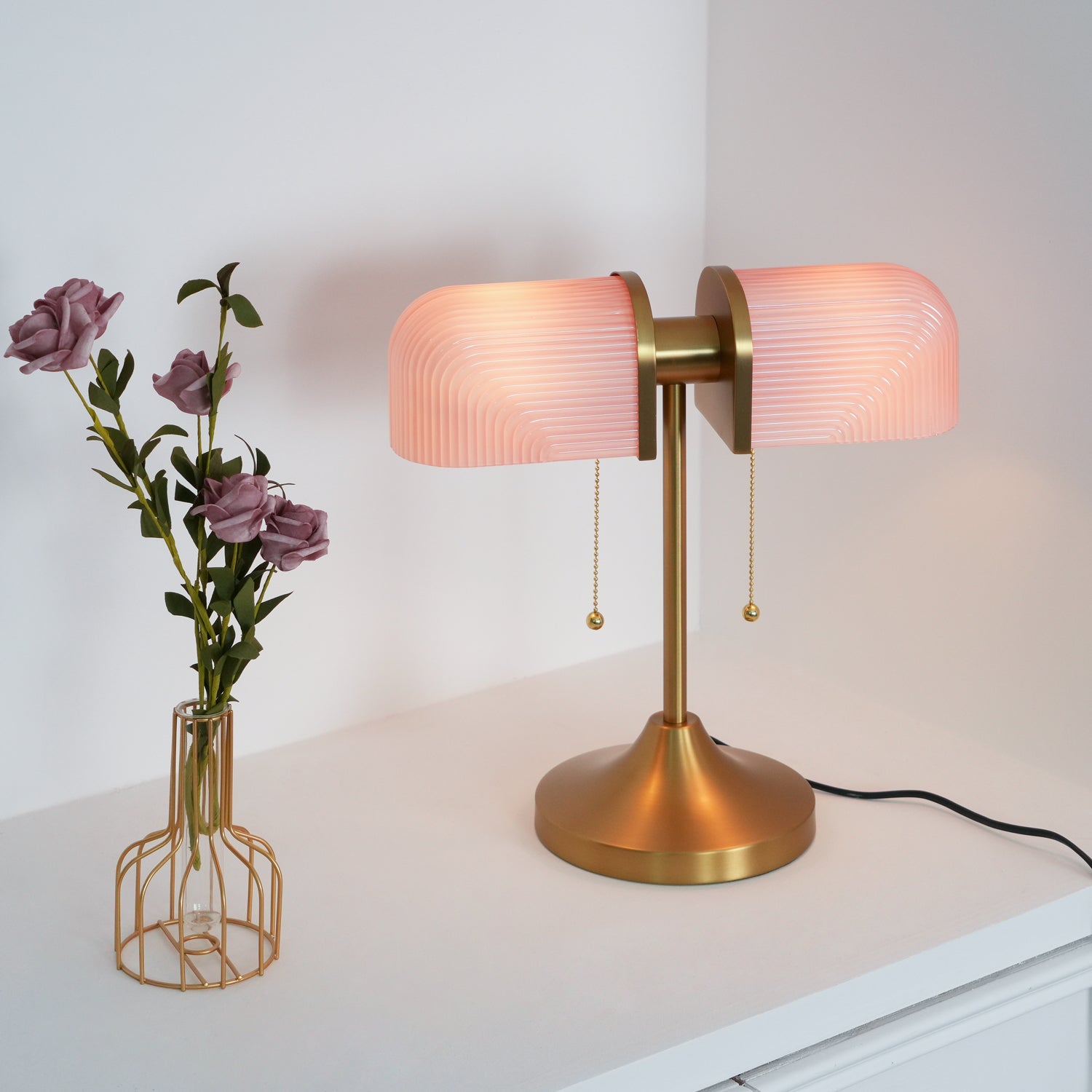 Ashby Retro Mushroom Table Lamp with Integrated LED and Metal Glass Body