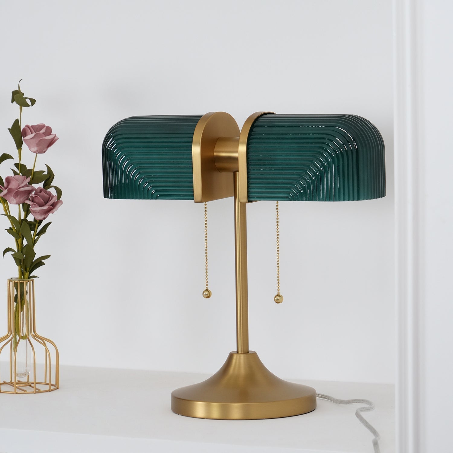 Ashby Retro Mushroom Table Lamp with Integrated LED and Metal Glass Body