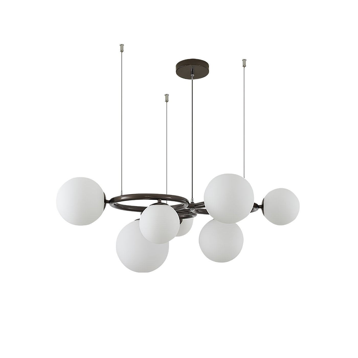 contemporary-brass-frame-chandelier-with-white-glass-shades-modern-multi-head-ceiling-light