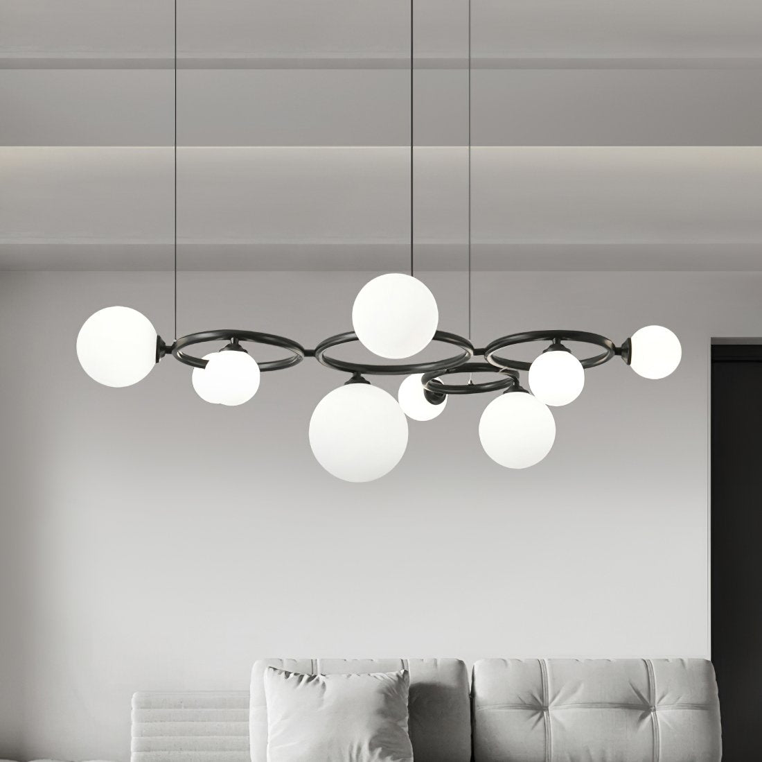 contemporary-brass-frame-chandelier-with-white-glass-shades-modern-multi-head-ceiling-light