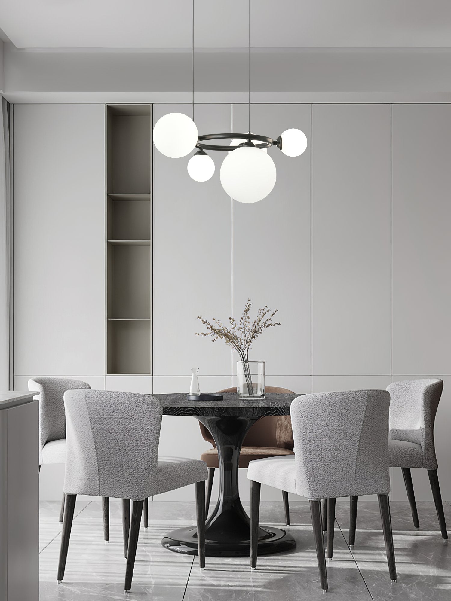 contemporary-brass-frame-chandelier-with-white-glass-shades-modern-multi-head-ceiling-light