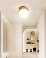 Yellow Travertine Natural Stone Flush Mount Ceiling Light Modern Asteroid Round Lamp