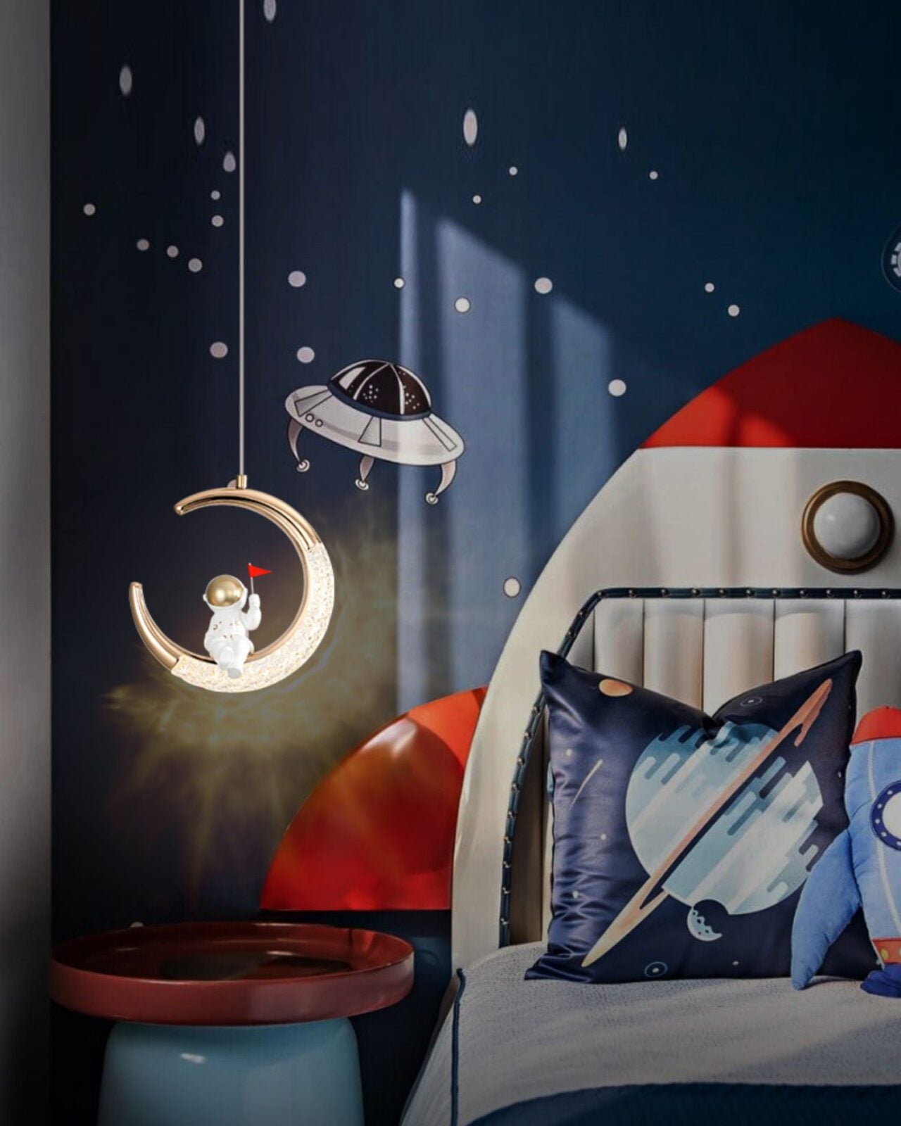modern-astronaut-moon-resin-led-pendant-light-rose-gold-acrylic-kids-bedroom-lamp