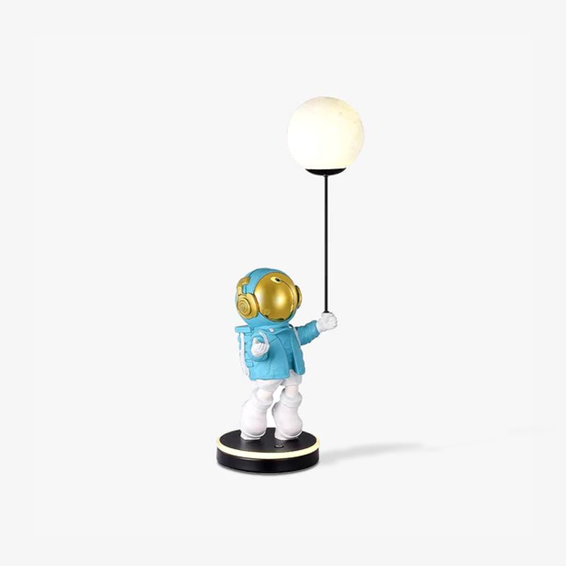 Creative Astronaut Planet Resin Table Lamp Modern Sculptural Bedside Lighting for Kids Room